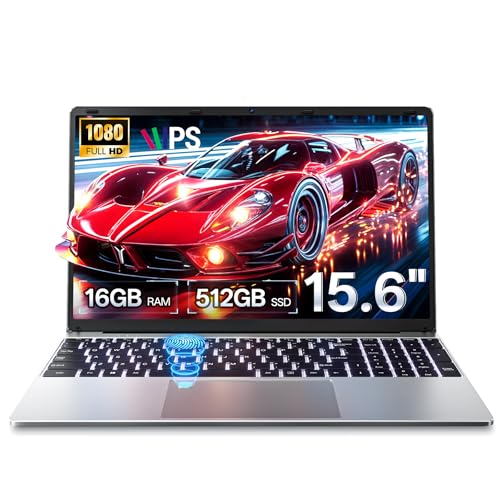 Hopekid 15.6 Inch Laptop, 16GB RAM 512GB ROM Business Laptop, 1080 FHD, 3-level Backlit Keyboard Student Laptops, Fingerprint Unlock, Laptops Computer with USB C Charger, USB 3.0/HDMI/WiFi/BT5.0