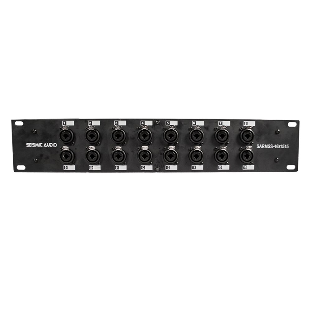 Seismic Audio - SARMSS-16x1515-16-Kanal-XLR-TRS-Kombi-Splitter-Schlangenkabel, zwei 38,1 cm XLR-Stämme – Rack-Montage