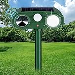 Ultrasonic Cat Repellent, Cat Deterrents Solar & USB Powered Animal Repeller with PIR Motion Sensor & Flashing Light, 3 Modes Waterproof Wild Animal Scarer Repellent for Cats, Dogs, Fox, Bird
