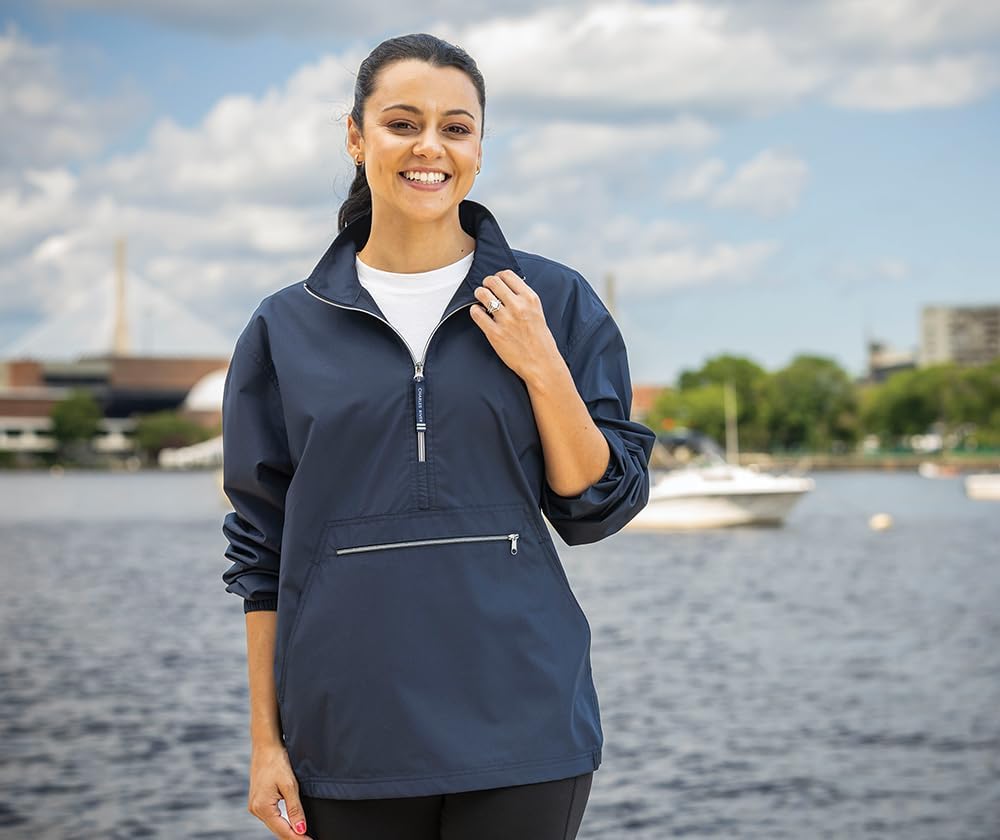 Charles River Riverbank Pack-N-Go Half Zip Pullover Jacket Unisex Relaxed Fit