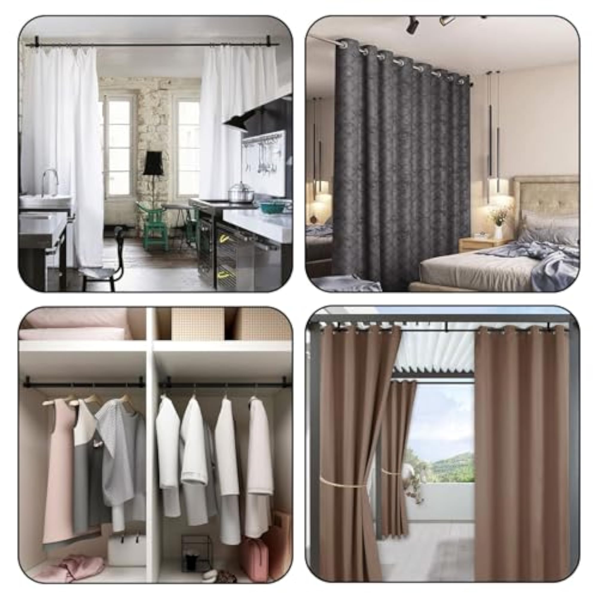 Ceiling Curtain Rod Bracket 3 Pack for Metal Rods