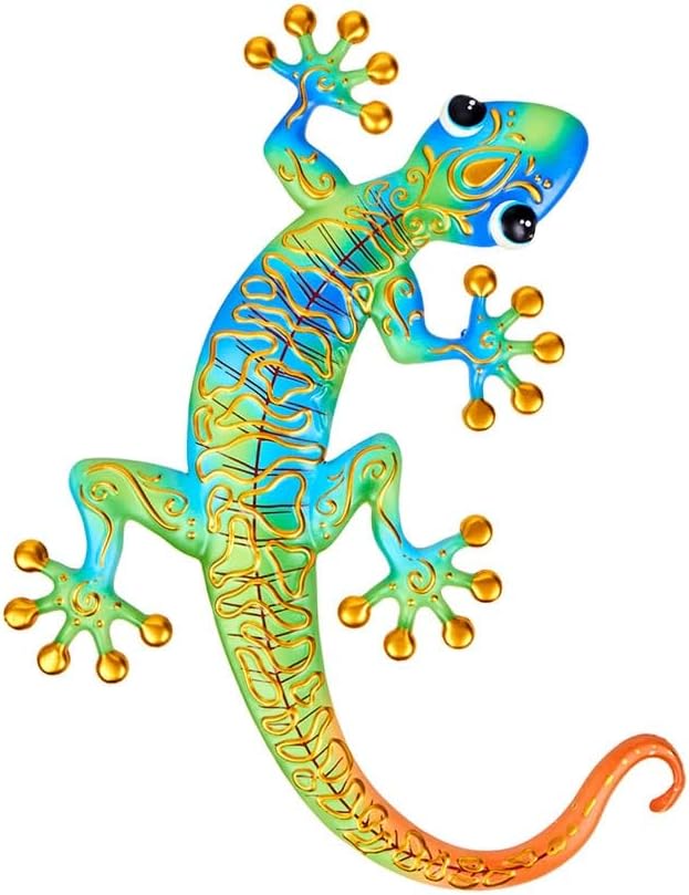 Metal Gecko Wall Decor - Green