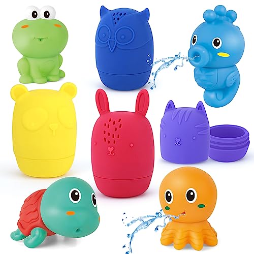 Image of wakeInsa Mold Free Bath Toys,Machine Washable,Baby Bath Toys,Bathtub Toys,Water Toys,Infant Toys 6-12 Months,No Mold Bath Toys for Toddlers 1-3