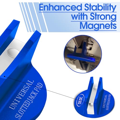 Image of DEDC Universal Aluminum Grooved Magnetic Jack Pad Blue 1 Pc, Jacking Puck Pinch Weld Frame Rail Adapter, Jack Accessories for Mechanics