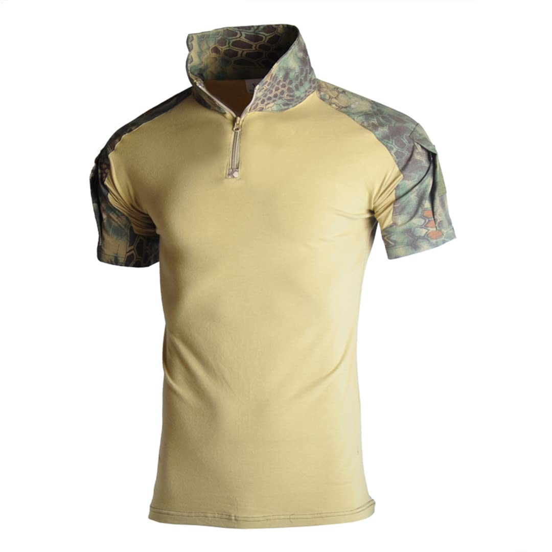 T-Shirt da Uomo Militare Estiva Manica Corta da Esterno Abbigliamento t-Shirt Tattica Allenamento Esercito (Jungle Python XL)