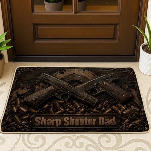 Guns - Tapete de bienvenida para puerta, diseño rústico industrial de balas, no marrón, antideslizante, atrapasuciedad, para debajo de la puerta, decoración al aire libre para puerta delantera