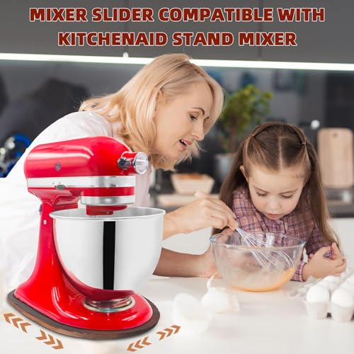 Mixer Slider Compatible with 4.5-5 QT Kitchen Aid Stand Mixers, Kitchen Countertop Storage Mover Sliding Caddy Mixer Slider Mat for Kitchen Aid Stand Mixer Accessories Attachment (Pine Wood - Brown) by GIASSVIO - Used condition - Image 6