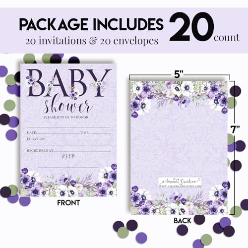 Invitaciones para Baby Shower Amanda Creation 20 tarjetas florales con sobres 4