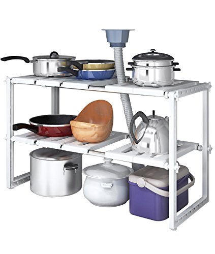 YOMYM 2 Tiers Expandable Kitchen Storage Multi-Functional Rack Adjustable Under Sink Organizer...