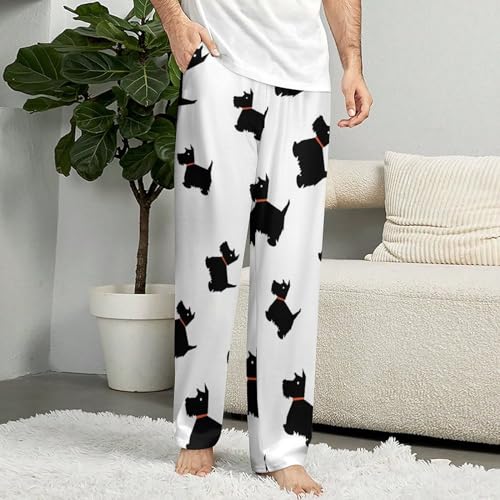 Scottish Terrier Dog Pajama Pants with Pockets Print Loungewear Bottoms Soft Sleep Pants for Men Women4