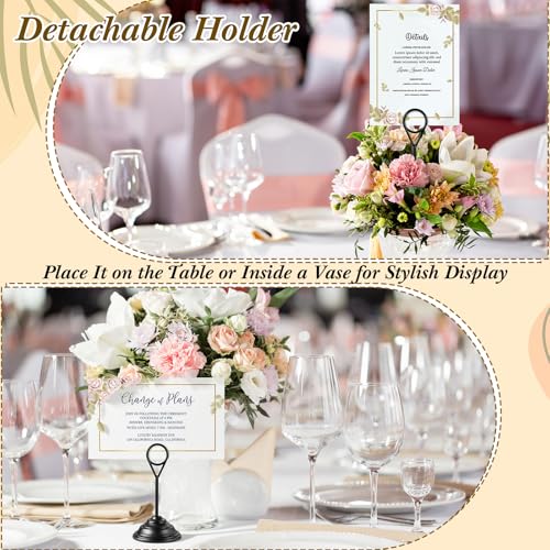 Image of 12 Pcs Table Number Holders Black 4.7 Inch Metal Place Card Holders Table Number Stands Tabletop Sign Stands for Photos, Menu, Memo, Notes, Wedding, Restaurant, Banquet, Birthday