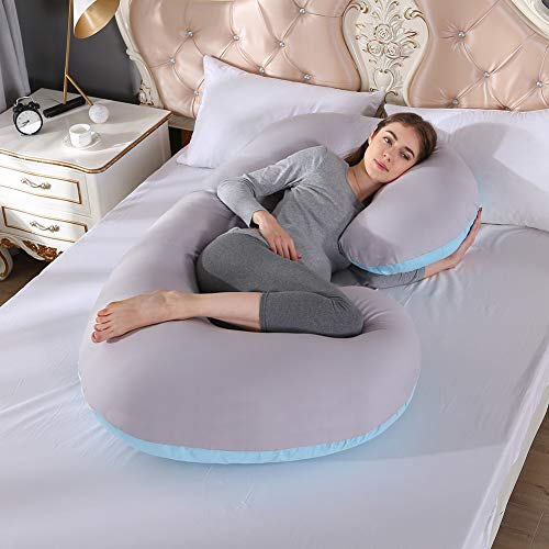 Image of Safe Multifunctional Microfiber U Shaped Pregnancy Pillow /Maternity Pillow. (Grey-Blue-C)