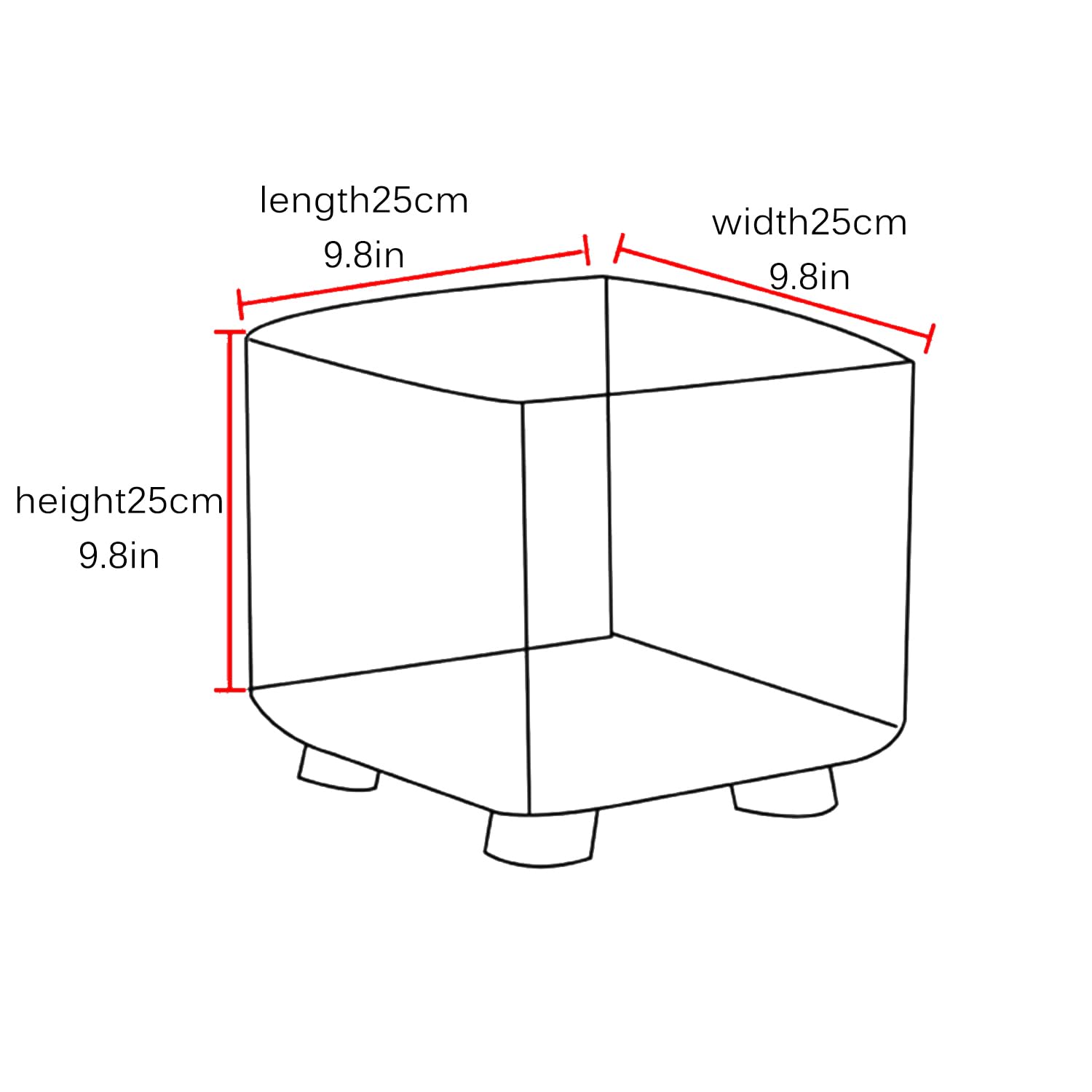B/Beige,Square25*25 * 25cm, Cubierta Otomana Slipcover del Taburete Protector De La Cubierta del Taburete Suave con Fondo Elástico para Sala De Estar Dormitorio Cubierta del Taburete