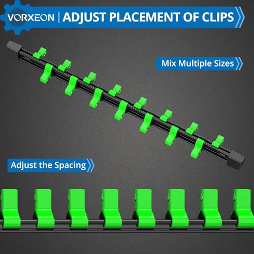 VORXEON 3PCS Steckschlüsselhalter für 1/2 Zoll, 3/8 Zoll, 1/4 Zoll Steckschlüssel Organizer, Schienenhalter für besten Werkzeug-Organizer in der Garage