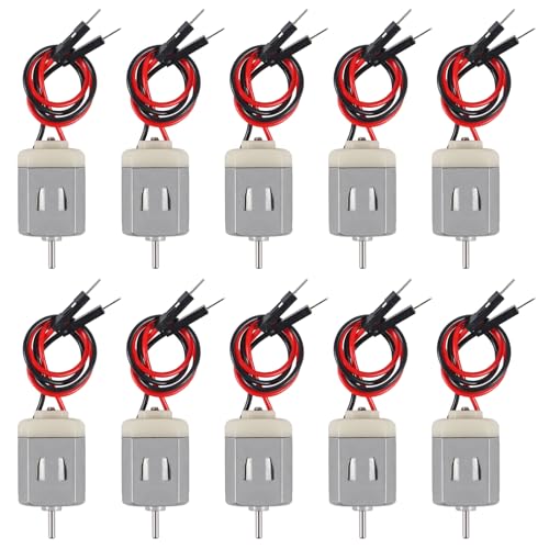 ACEIRMC 10pcs 1.5V-6V Type 130 Miniature DC Motors for Arduino Hobby Projects DIY for Arduino (Black and red Wire Leads)