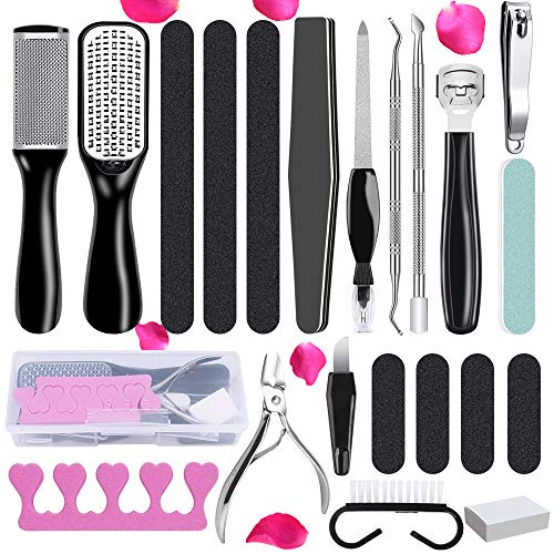 Pedicure Kit Professional 23 in 1, Seryal Stainless Steel Foot Rasp Foot Peel and Callus Clean Feet Dead Skin Tool Set, Callus Remover with Nail Toenail for Home&Salon Pedicure-Foot Care Tools Set