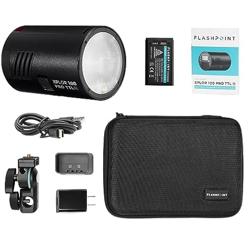 Flashpoint XPLOR 100 Pro TTL R2 Monolight, Black, 100w 2.4G TTL Portable Light for Photography Lighting, 1/8000s HSS Strobe Light, 0.01-1.5s Recycle Time, Li-Ion Battery Powered Photography Light Cover