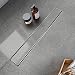 Modbath 24 Inch Linear Shower Drain with 2-In-1Flat Cover and Tile Insert Grate, Floor Drain Brushed 304 Stainless Steel with Hair Strainer, Adjustable Leveling Feet