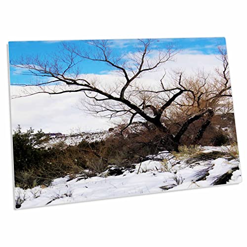 3dRose Alfombrilla de escritorio con diseño árbol nevado miniatura 1