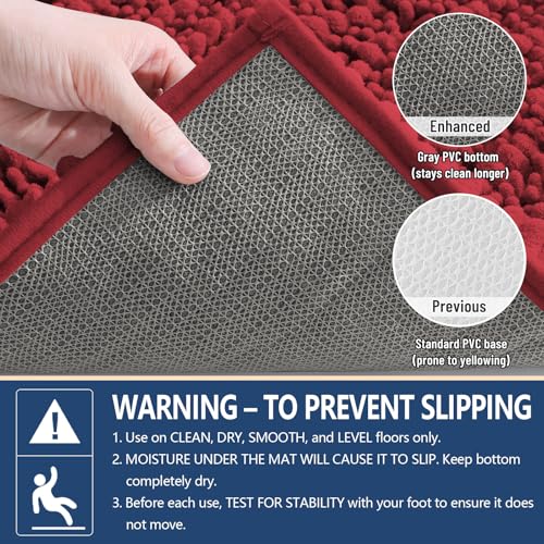 Image of Arotive Luxury Bathroom Runner Rugs 44x24, Extra Soft Thick Absorbent Shaggy Chenille Bath Rugs, Machine Wash Dry, Bath Mats for Bathroom Floor, Tub and Shower, Home Decor Accessories, Red