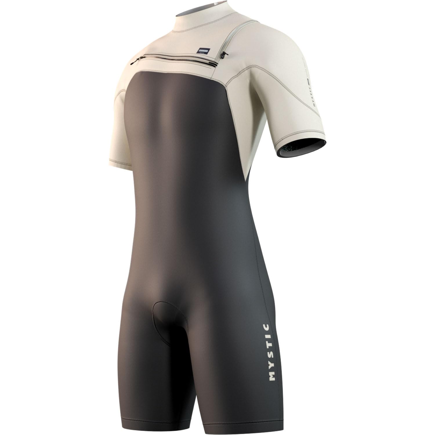 Mystic Motion Traje de neopreno corto 3/2 mm cremallera frontal arena negra