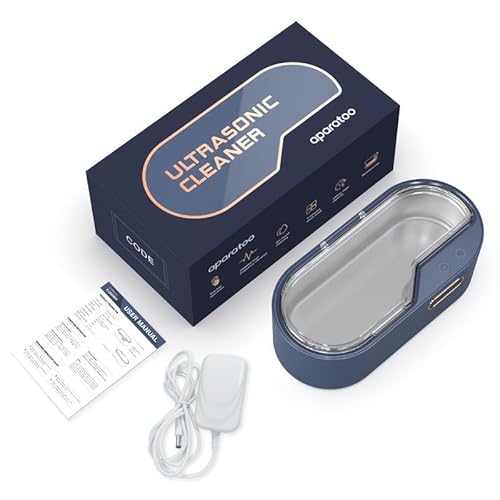 Ultraschallreinigungsgerät, 450ml Ultraschallreiniger Ultraschallgerät, 45kHz Brillenreinigungsgerät 4 Timer-Reinigungsmodi für Brillen, Uhren Ohrringe Zahnersatz Münzen Schmuck Ringe (Blau)