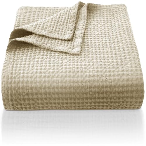CHUFFED 100% Baumwolle Decke 220 x 240 cm, Weiche und Atmungsaktive Tagesdecke, Waffelmuster Leichte Decke als Sofadecke Couchdecke, Weich Kuschelige...