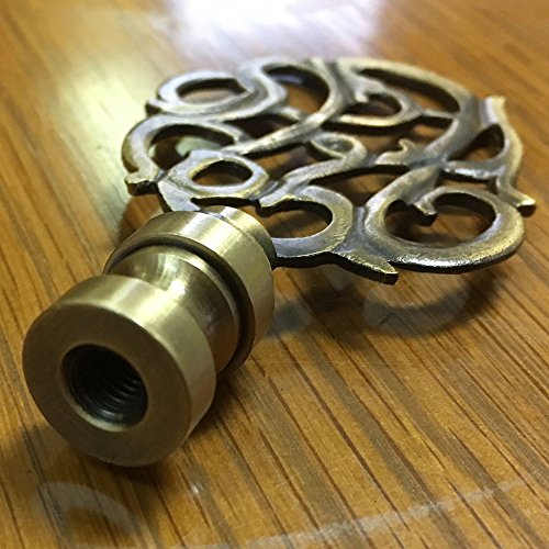Image of Royal Designs Hand Carved Caste Floral 3 inch Lamp Finial for Lamp Shade, Antique Brass