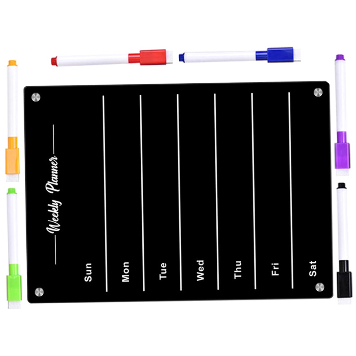 Homoyoyo Magnetisches Praktische Schreibtafel Wochenplaner Schwarzes Acryl Whiteboard Wiederverwendbar für Zeitplanung und Notizen zur Kühlschrankorganisation im Haushalt