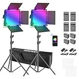 NEEWER RGB Luce LED con Controllo via APP, 360° Colore Pieno, 50W 660 PRO Kit d'Illuminazione CRI97+ con Stativi, Batterie & Caricatori, per Giochi Streaming Zoom Webex Conferenze Web Fotografia