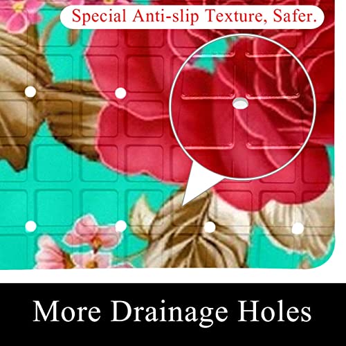 Tapis de bain antidérapant rétro rouge 40x70 cm pour douche - 3