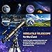 NACATIN Telescope 90mm EQ Refractor Telescope for Adults & Professionals, High Powered Portable Telescope with Phone Adapter for Astrophotography, Easy Setup Travel Telescope to See Moon,Planet