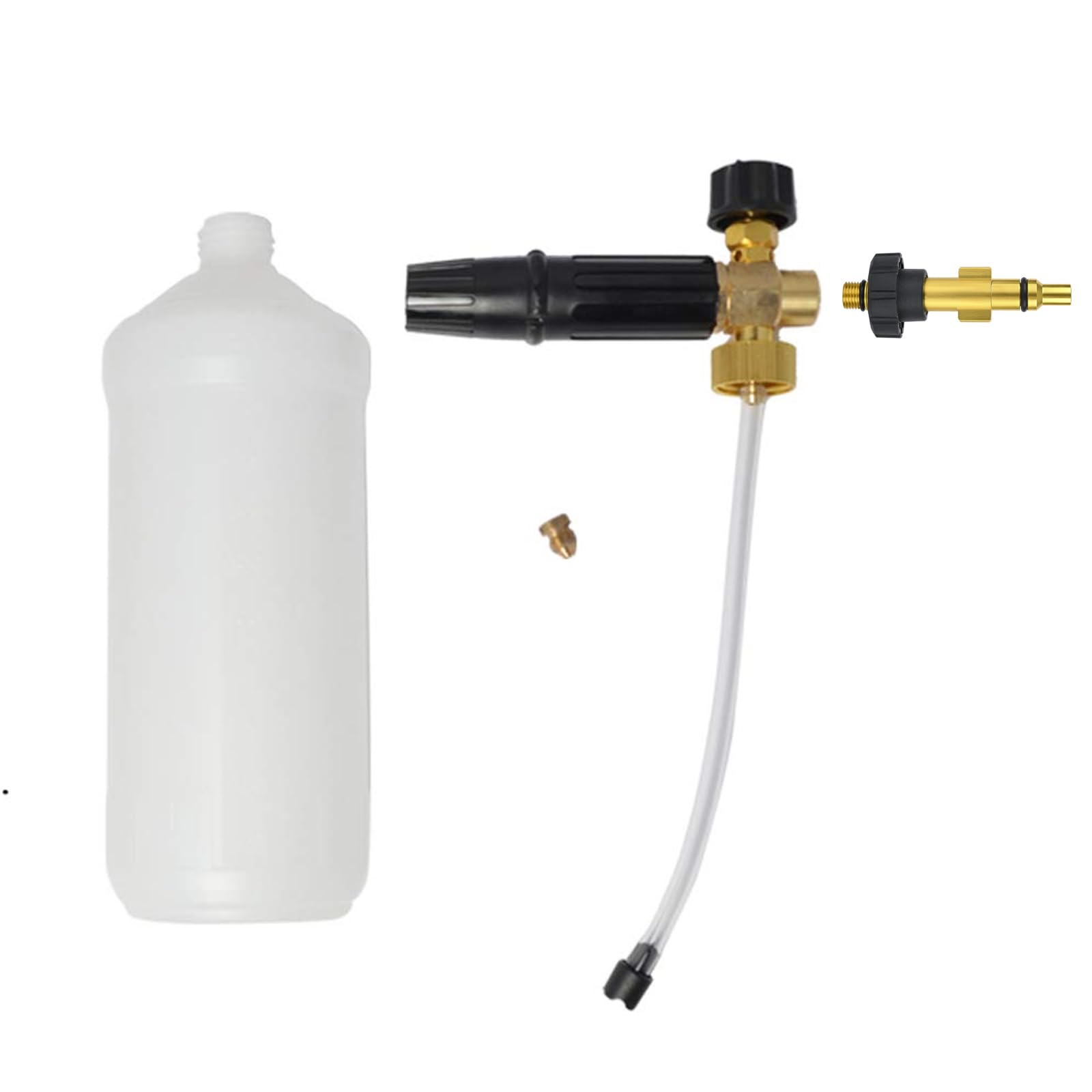 Lancia schiuma per idropulitrice Ugello in schiuma con punte da 1,25 e 1,10 mm e bottiglia da 1 l, compatibile con Lavor Wash Lidl Parkside Sterwins Deko Champion Vax, ad alta pressione