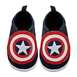 Marvel Baby Boys Avengers Captain America Character Low Top Denim Sneakers, Navy Blue, 3-6M