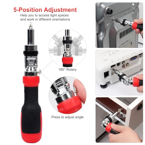 Image of SHARDEN 13-in-1 Ratchet Screwdriver Multi Screwdriver Tool All in One | Ratcheting Screwdriver Set with Phillips, Flat Head, Torx, Hex, Square, 180 Degree Pivoting Adjustable Angle Screw Driver
