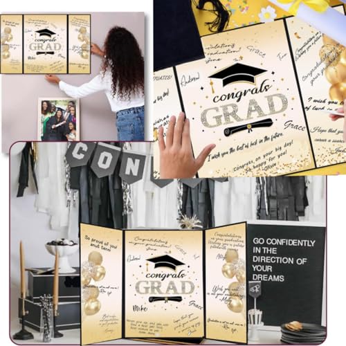 Image of SIHPTO Graduation Guest Book 2026 College Graduation Party Decorations,Black and Golden Graduation Signature Book,Class of 2026 Congrats Grad Guest Book Alternative, Graduation Gifts