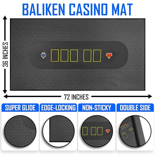 BALIKEN 36x72 Inches Texas Holdem Poker Mat & Blackjack Table Top Casino Felt Professional Grade Mat (Grey)