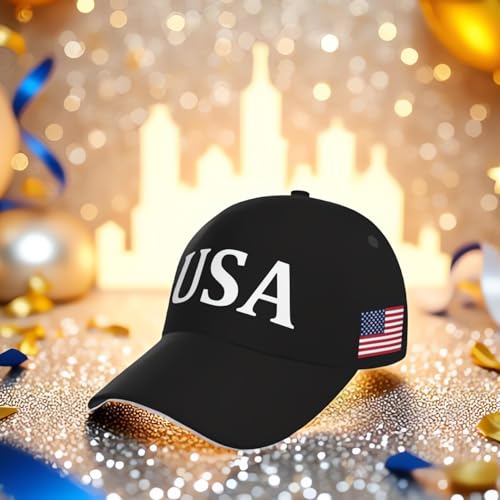 Image of USA Flag Baseball Cap American Patriotic Trucker Hat Father Dad Mother Mom Adjustable Sportswear Hat for Men Women Adults