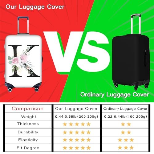Flower Letter R White Luggage Cover Elastic Washable Stretch Suitcase Protector Anti-Scratch Travel Suitcase Cover for Kid and Adult L (25-28 inch suitcase)3