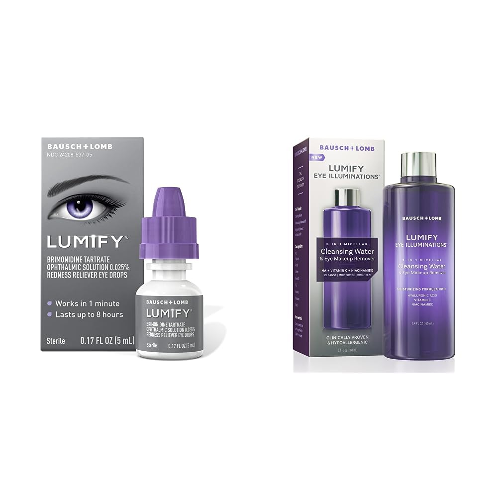LUMIFYRedness Reliever Eye Drops 0.17 Fl Oz (5 mL) with Eye Illuminations Cleansing Water & Makeup Remover