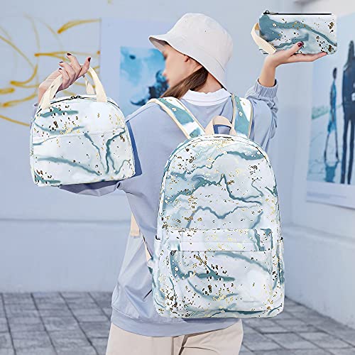 BLUBOON Teen Girls School Backpack Kids Bookbag Set with Lunch Box Pencil Case Travel Laptop Backpack Casual Daypacks (Gray)