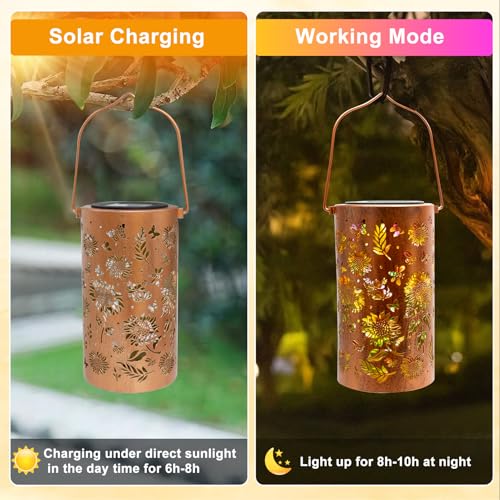 Image of BSGlobal Colorful Sunflower Solar Lanterns Outdoor Hanging Lights