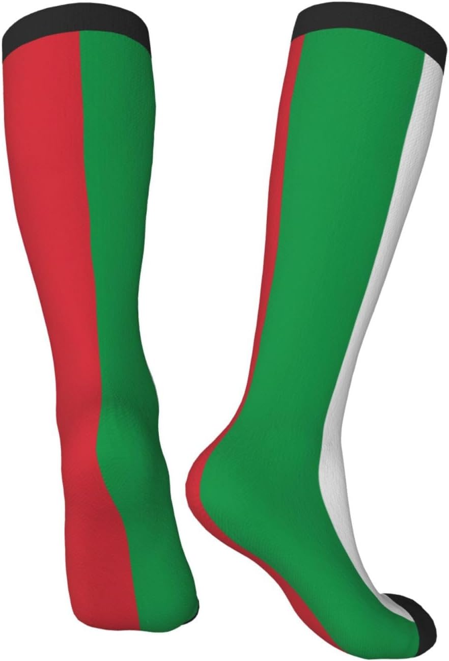 Italian Flag Print Adult Socks, Elastic Stretch Socks,Soft Breathable For Daily Sports Casual Wear