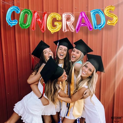 Image of Graduation Decorations 2026 | Multicolor Congrats Balloon - 16 Inch | Colorful Congrats Grad Balloons Foil for Graduation Decorations 2026 | Grad Balloons Banner - KatchOn