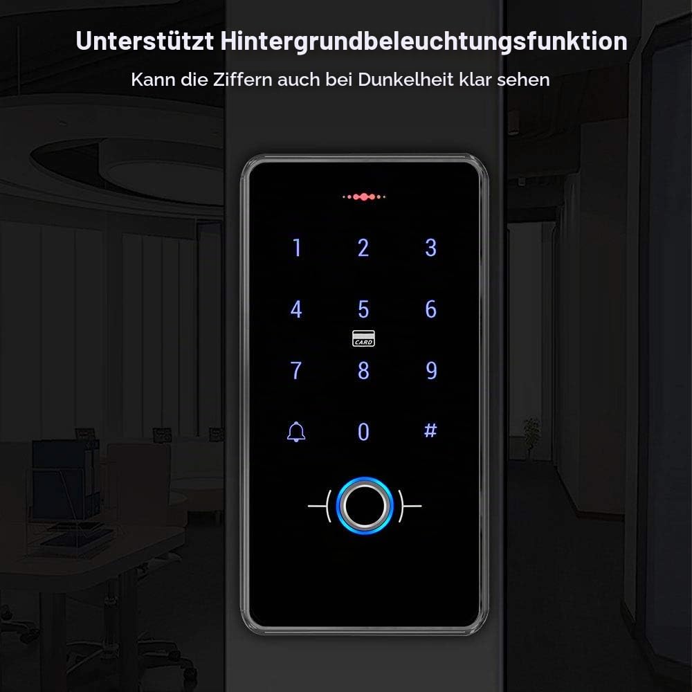 FST IP68 Wasserdichter RFID-Fingerabdruck-Zugangskontrolltastatur Biometrie-Zugangskontrolle WG26 / 34 Touch-Tastatur + 10 Stück 13,56 MHz Keyfobs für das Zugangskontrollsystem im Freien