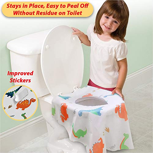 Athena Futures AF-DTCD Disposable Toilet Seat Covers For Toddlers, Extra Large Individually Wrapped Paper Potty Training Liners For Kids, Portable, Flushable W/Non-Slip Adhesive thumb #4