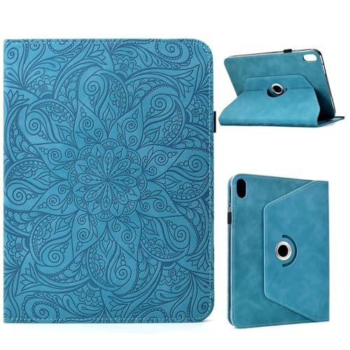 Housse iPad mini 7 rotative bleue pour lire et travailler confortablement au café
