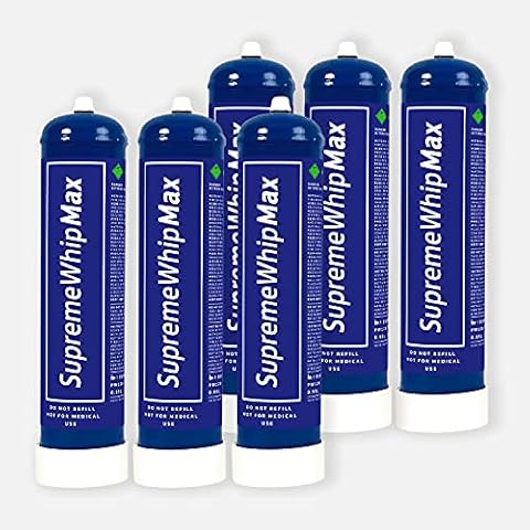 SupremeWhipMax Whipped Cream Chargers - Pure Culinary Gas - 0.95 L (580 gram) Compatible with Cream Whippers - 1 Carton (6 cylinders) Cover