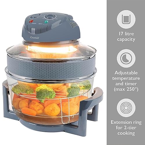 Crystals 17L/1400W Air Fryer, Halogen Oven Fryer Oil-free Meals With Our Manual Air Fryer, Includes Accessories Pack, 60 Minute Timer & Extender Ring, For Baking, Roasting, Grilling Variety Of Dishes - Image 3