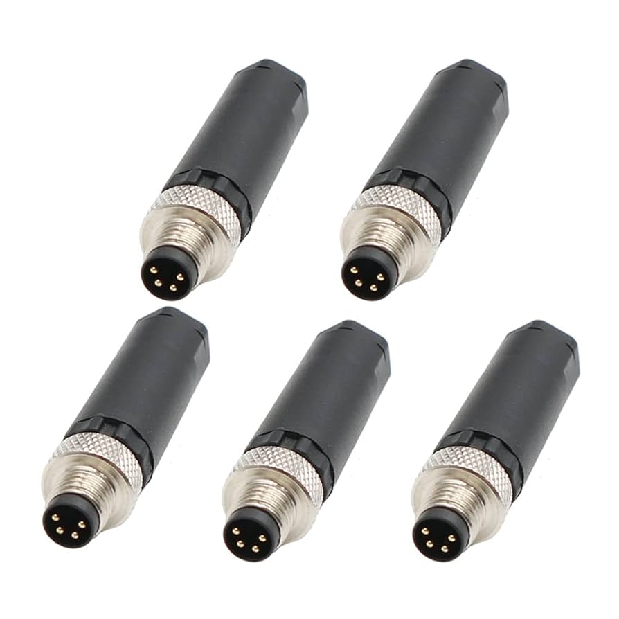 ⭐︎meri0005⭐︎ FOWIUNYE 5 Pcs M8 4 Pin Male Connector, A Code Industrial
